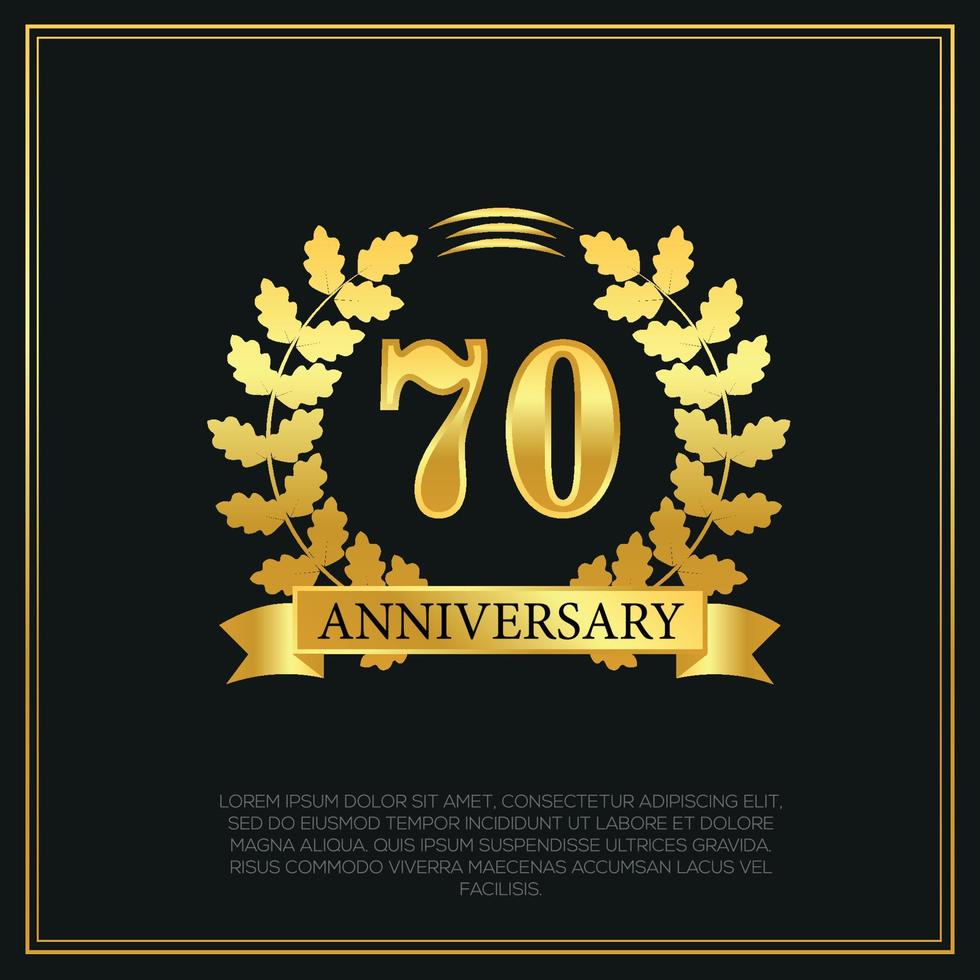 70 year anniversary celebration logo gold color design on black background abstract illustration vector