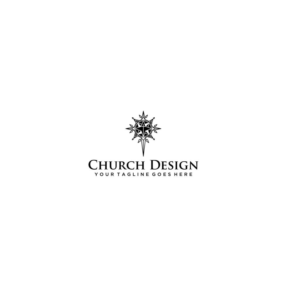 Church ornament vintage logo design template vector