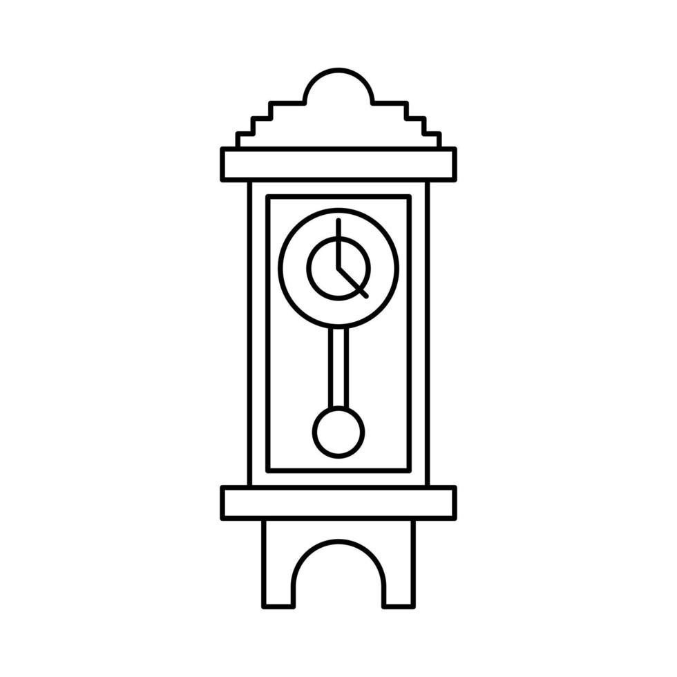 ancient wall clock in outline style. showing four o' clock. isolated on white background. vector illustration.