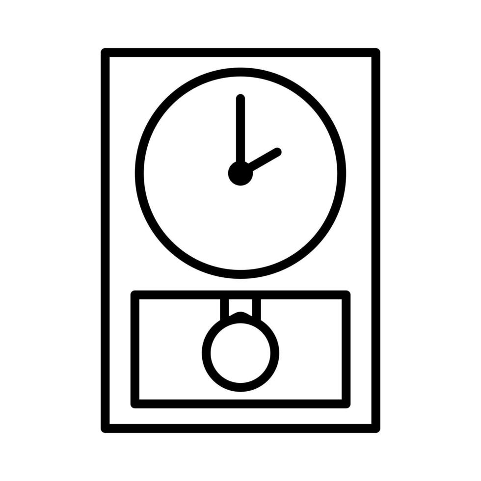 antique wall clock in outline style. showing two o' clock. isolated on white background. vector illustration.