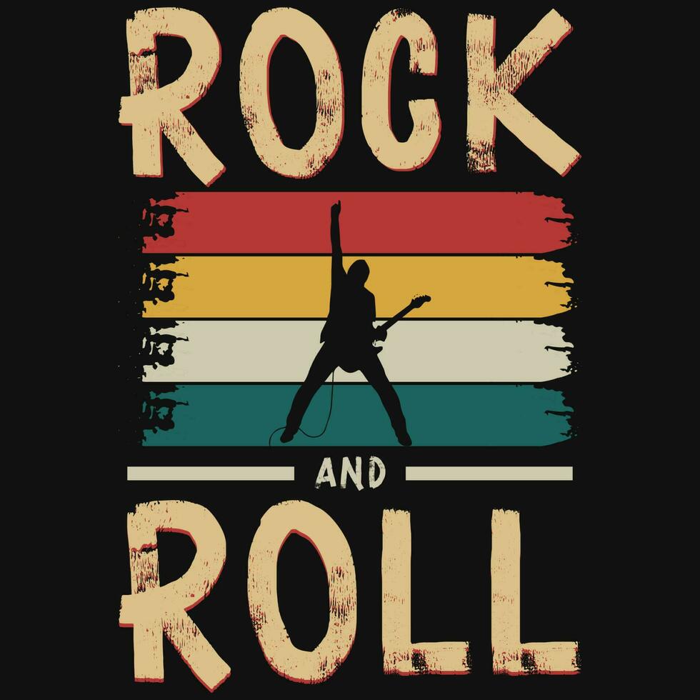 rock y rodar música añadas camiseta diseño vector