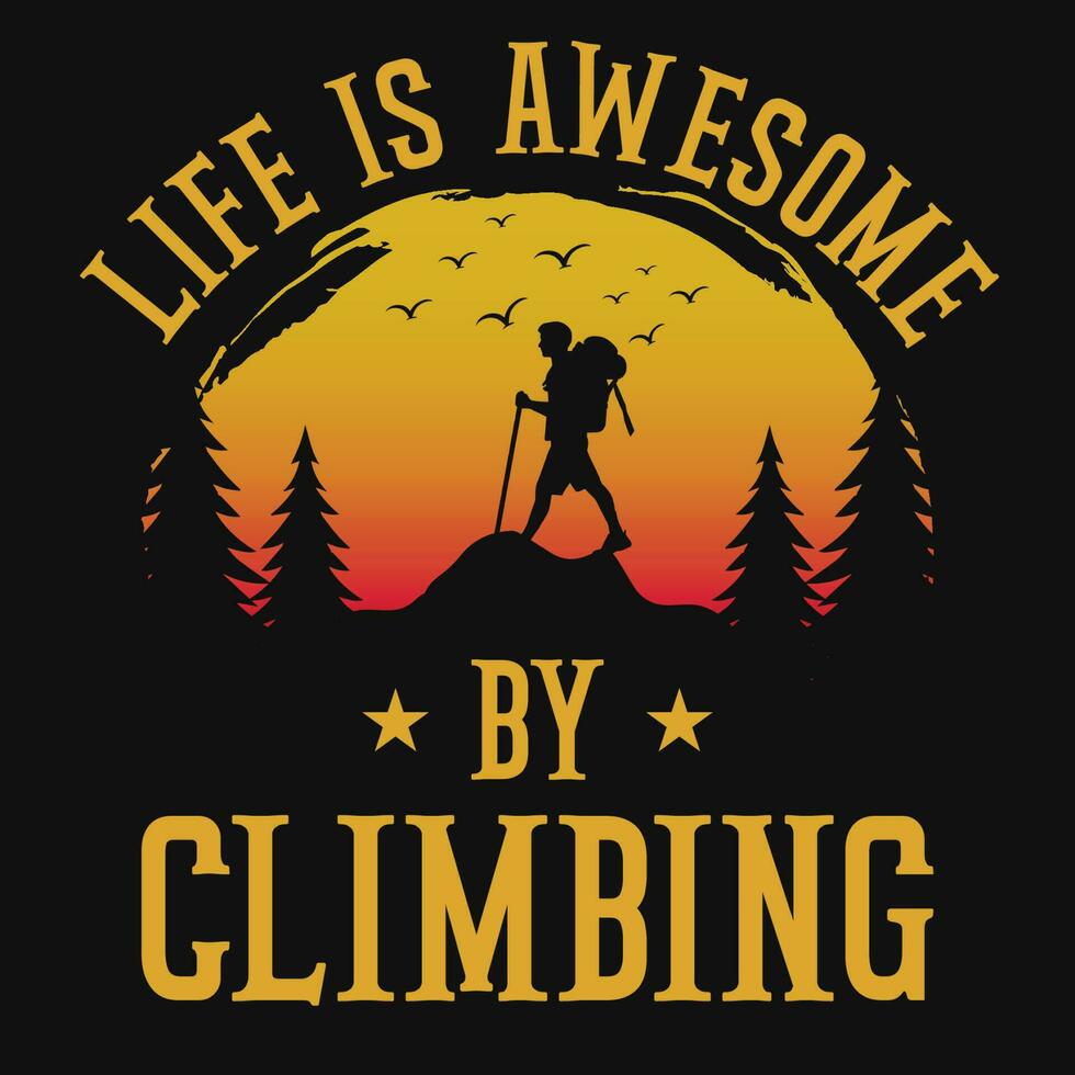Mountain hiking adventure graphics tshirt design vector