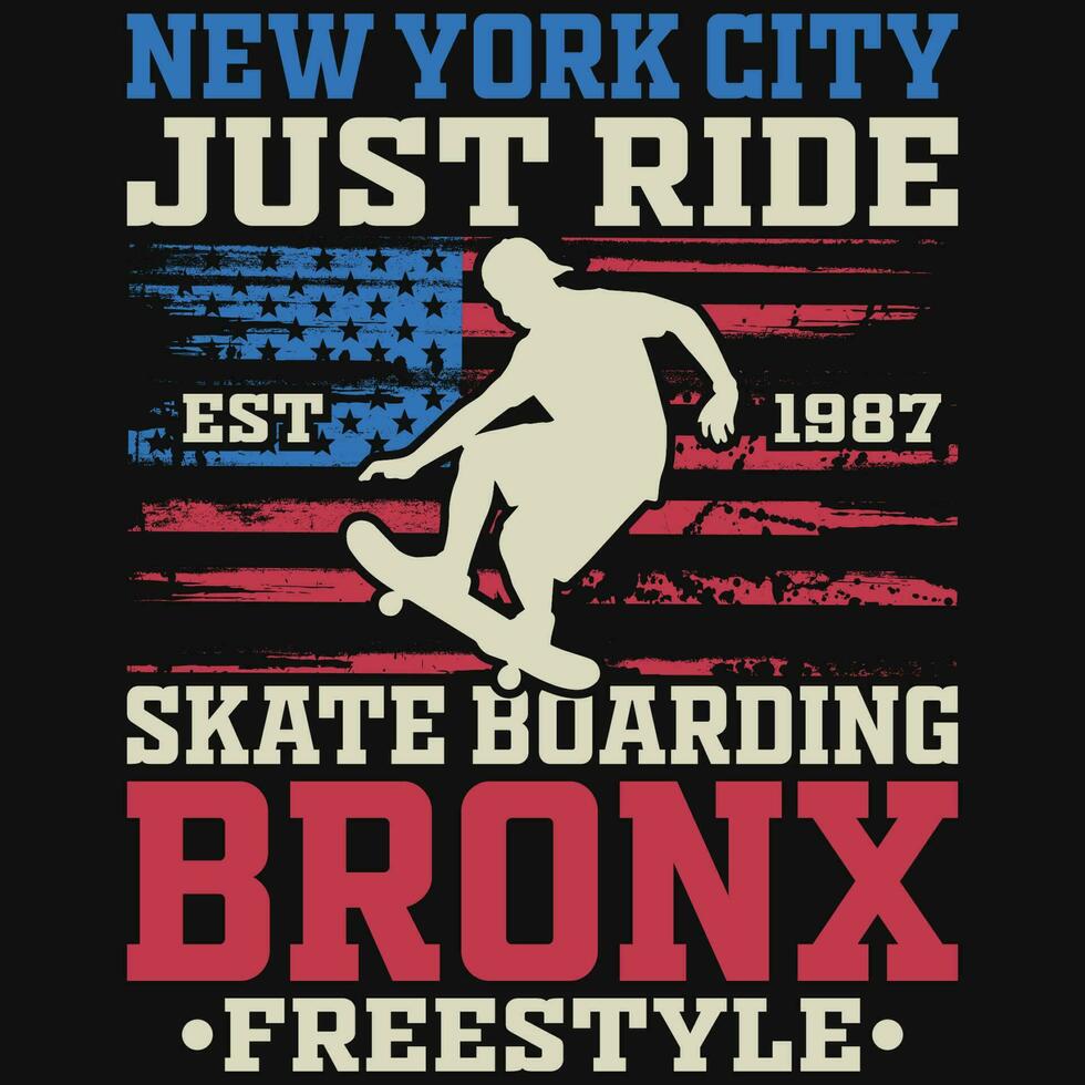 nuevo York ciudad sólo paseo patinar embarque bronx gráficos camiseta diseño vector