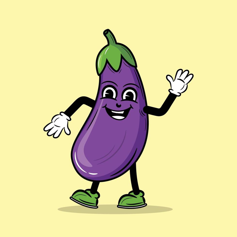 Dancing Eggplant character Cartoon vector Illustration