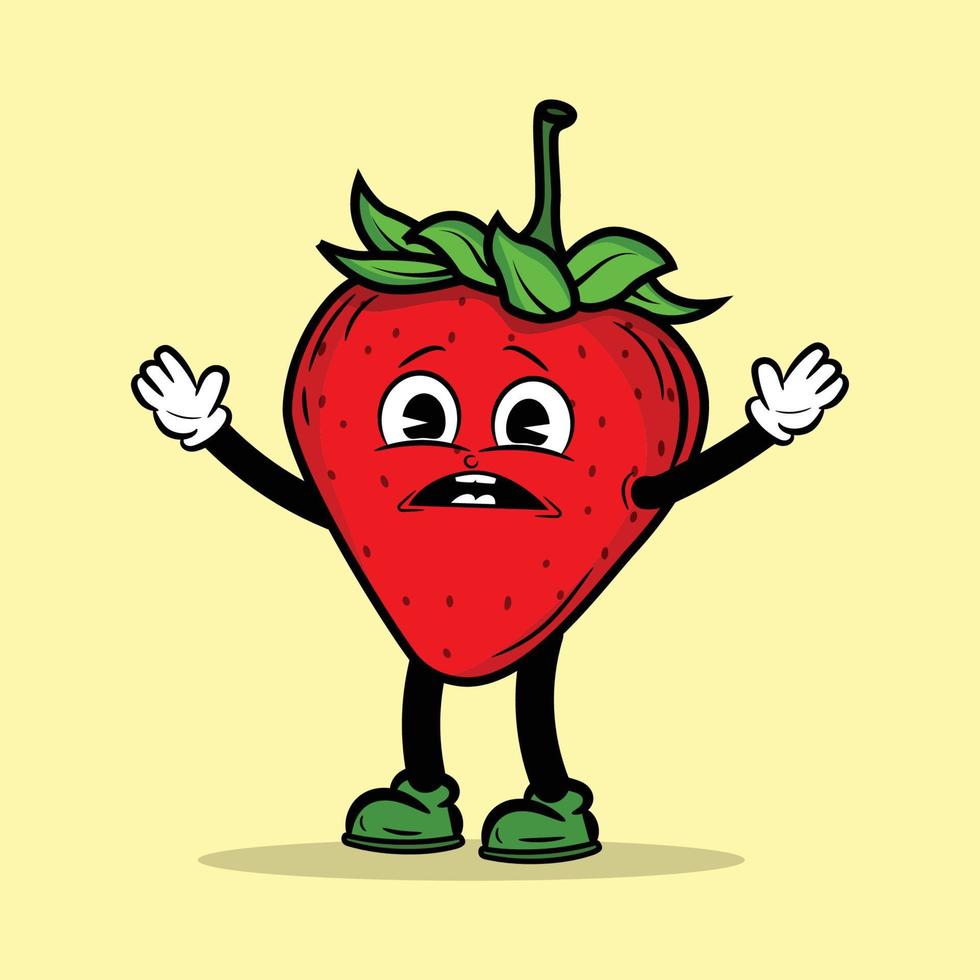 Scared strawberry character Cartoon vector Illustration