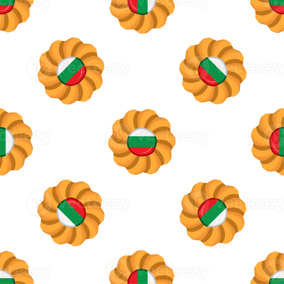 Pattern cookie with flag country Bulgaria in tasty biscuit png