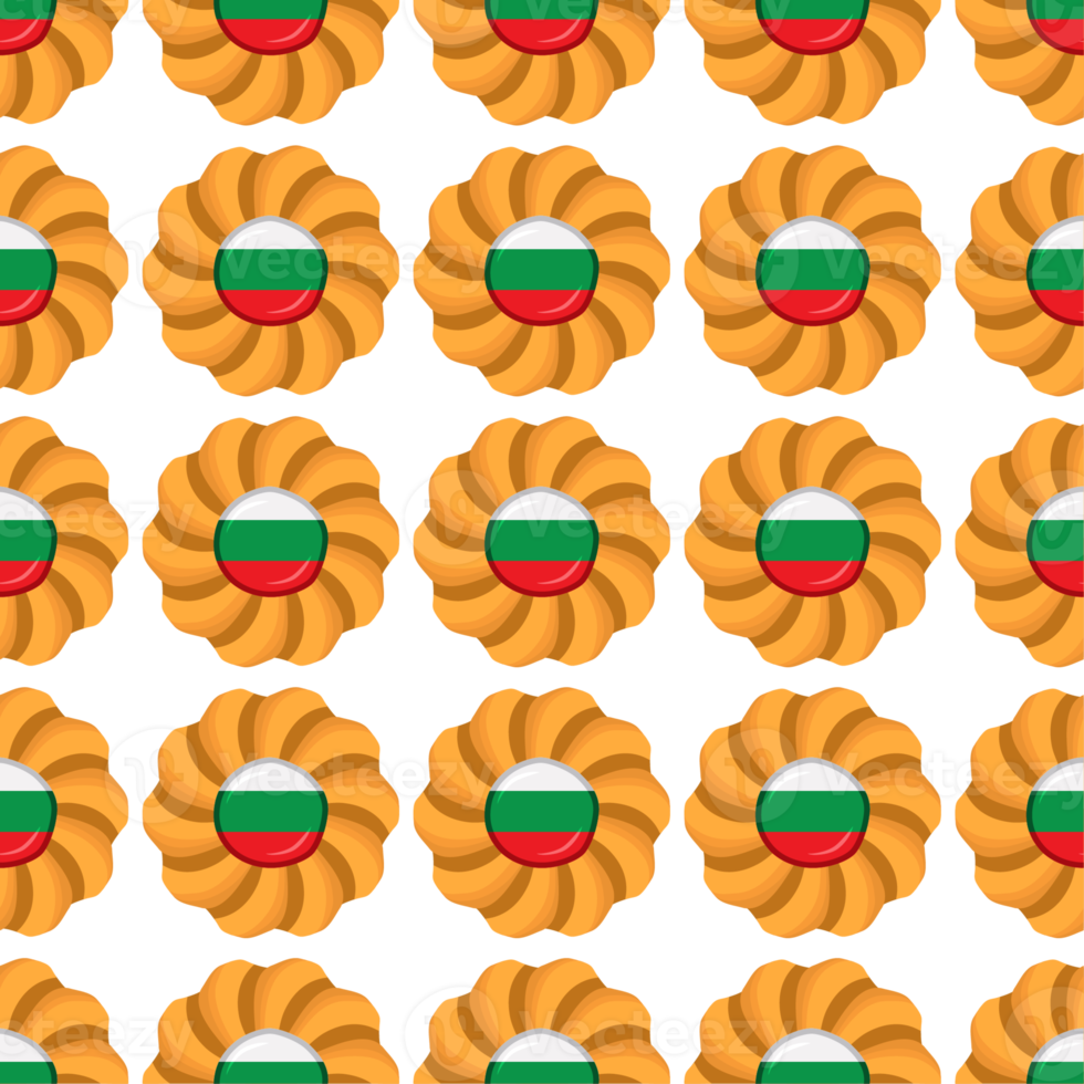 Pattern cookie with flag country Bulgaria in tasty biscuit png