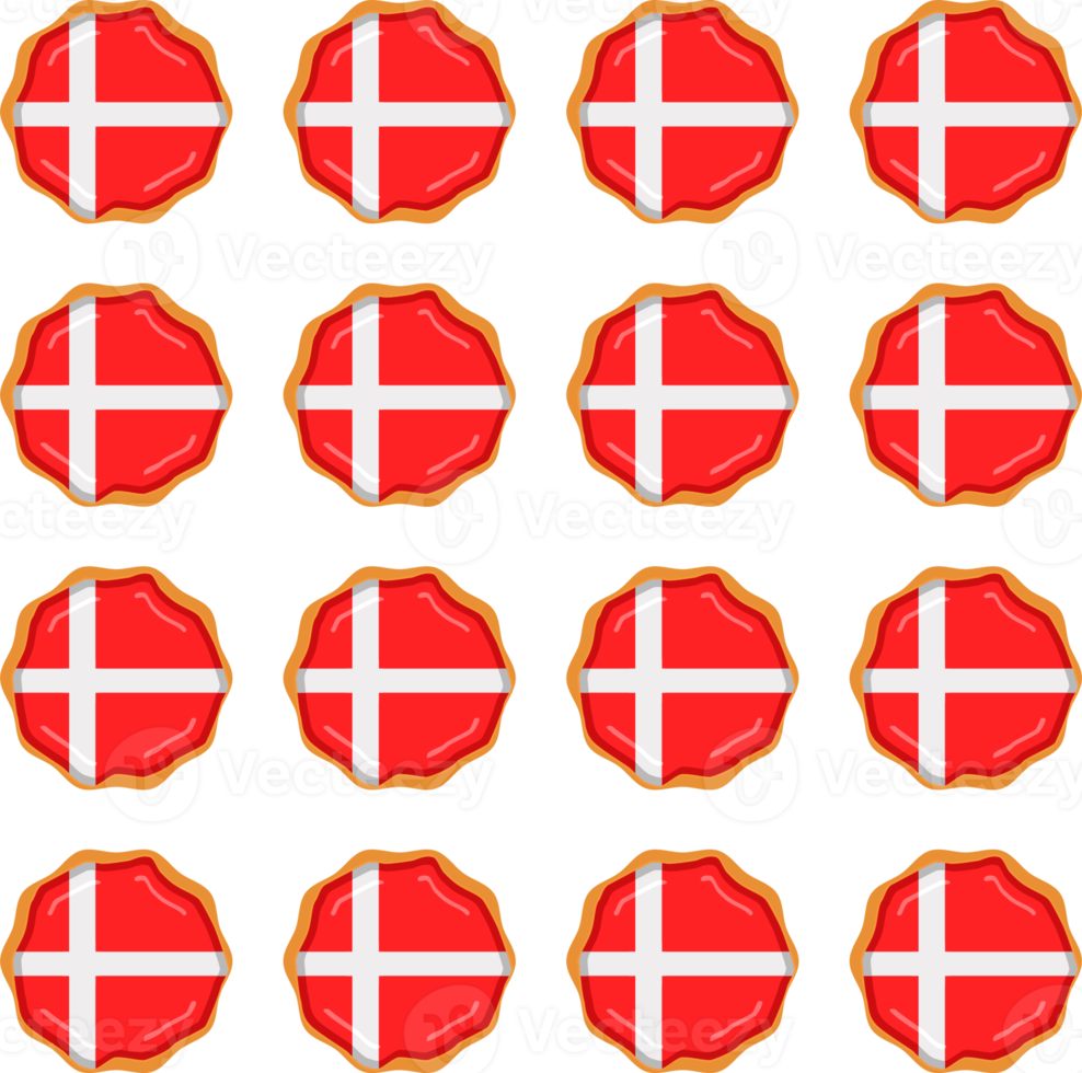 Pattern cookie with flag country Denmark in tasty biscuit png
