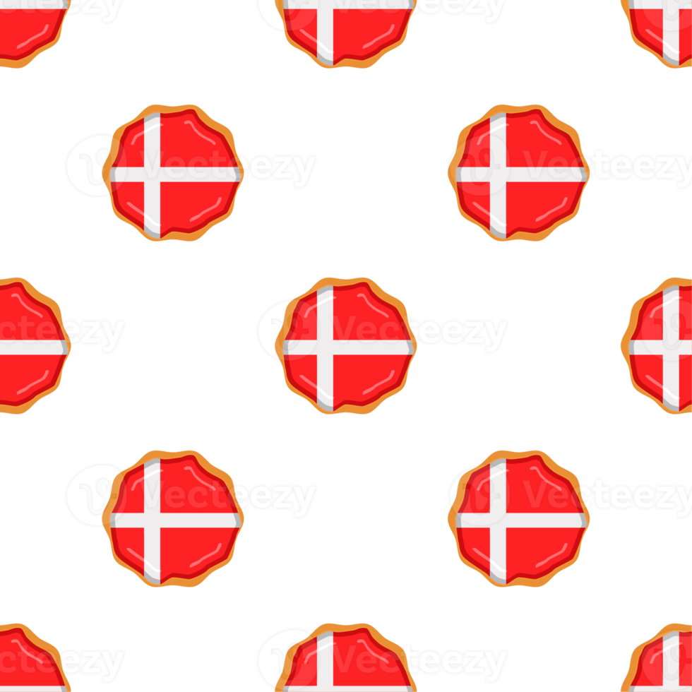 Pattern cookie with flag country Denmark in tasty biscuit png
