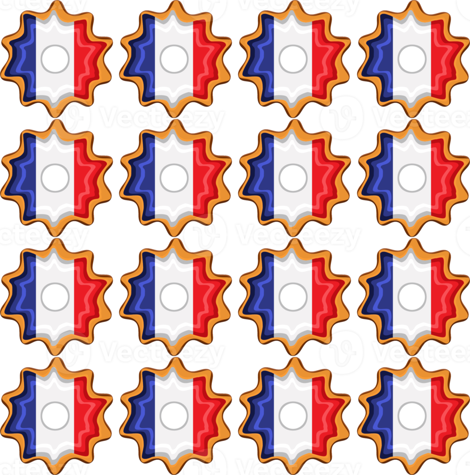 Pattern cookie with flag country France in tasty biscuit png