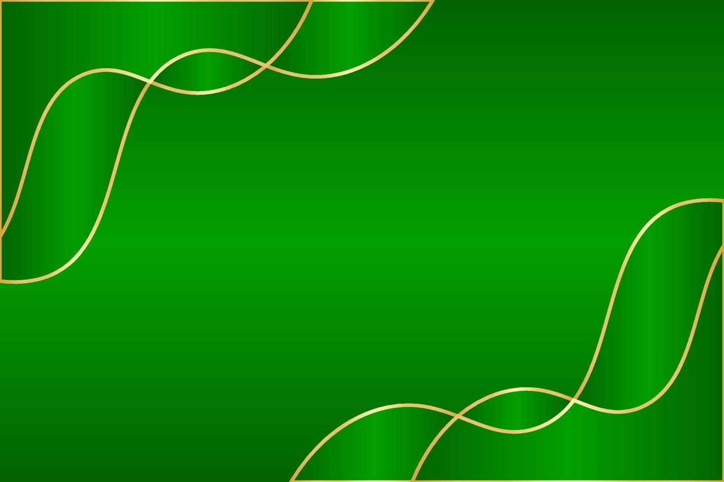Green wave background design with golden outline vector