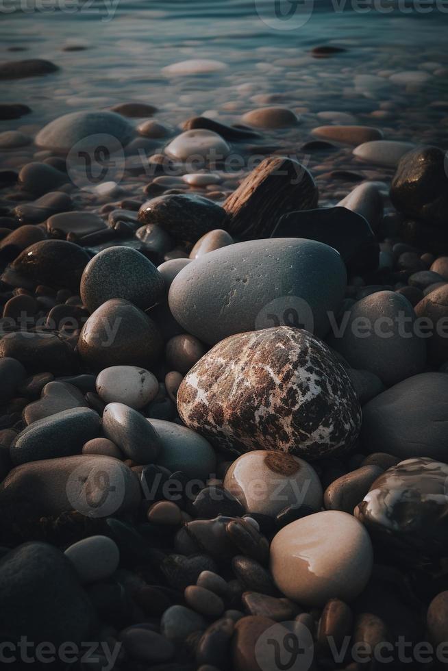 Guijarro piedras en el playa - suave atención con Clásico filtrar foto