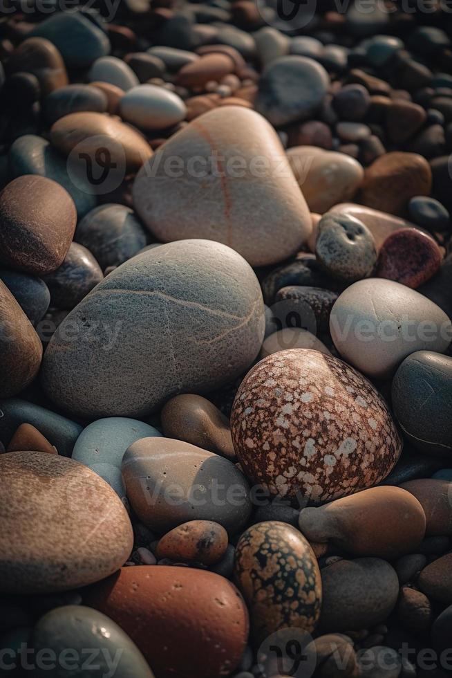 Guijarro piedras en el playa - suave atención con Clásico filtrar foto
