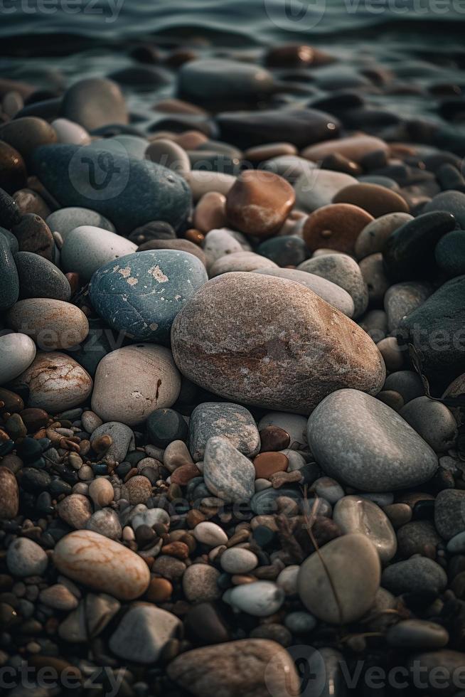 Guijarro piedras en el playa - suave atención con Clásico filtrar foto