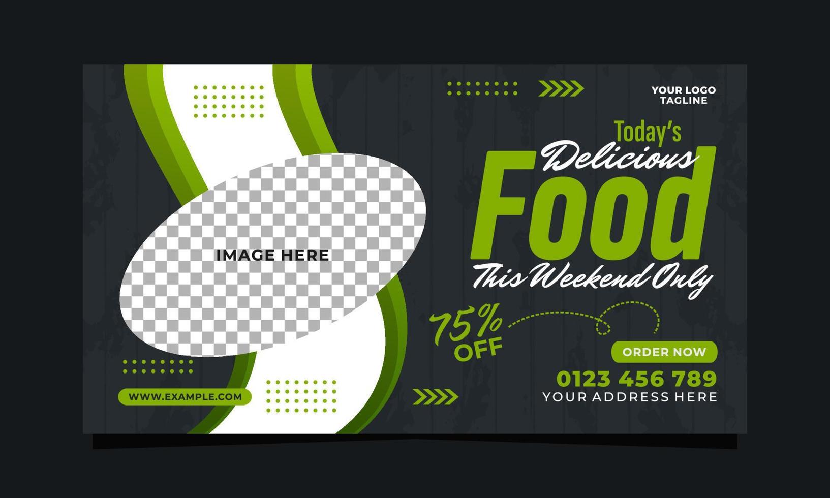 Delicious food social media banner template design vector