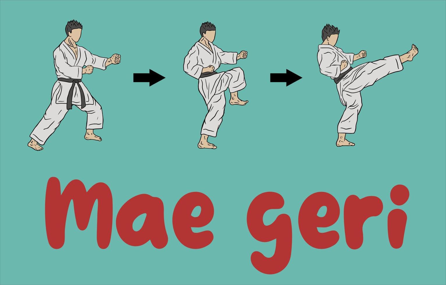 karate logo icon how to kick, perfect for expalnation technique in karate theory vector