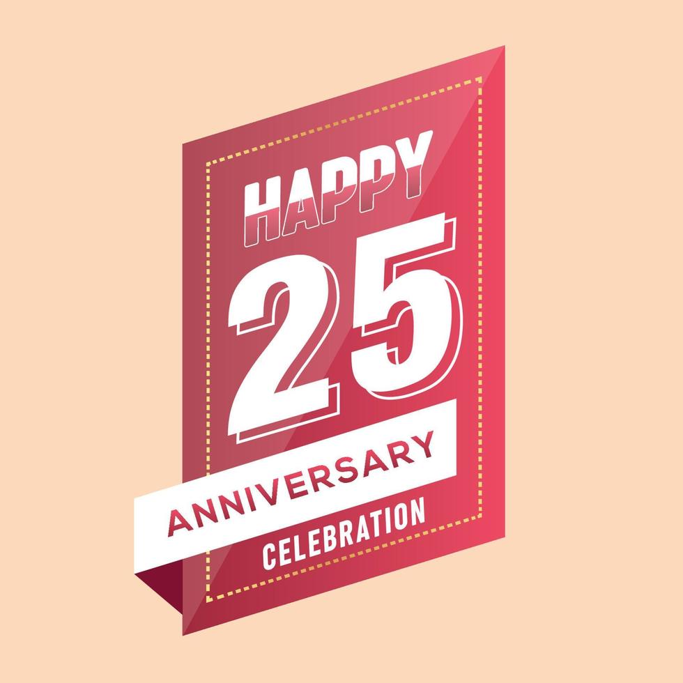 25th anniversary celebration vector pink 3d design on brown background abstract illustration