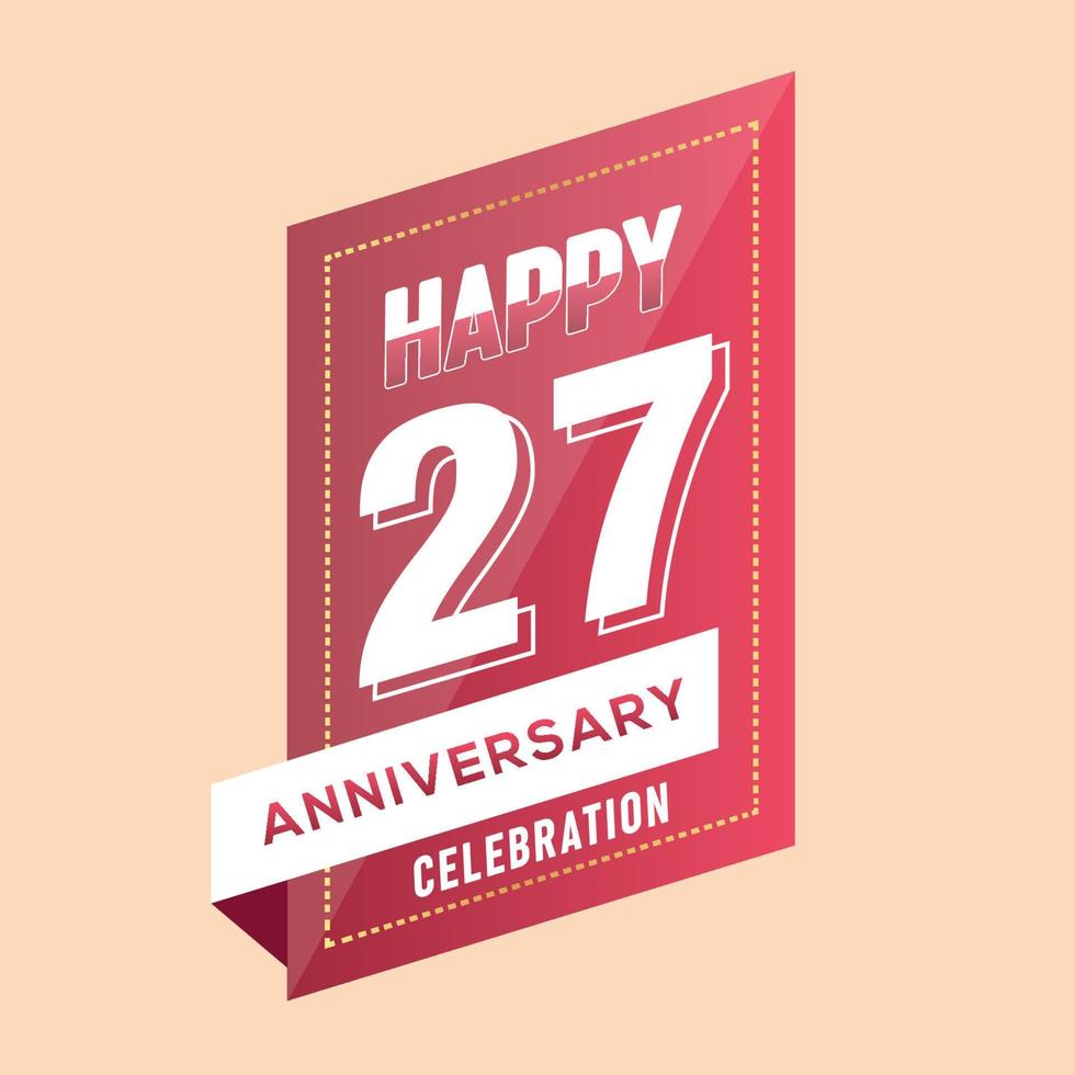 27 aniversario celebracion vector rosado 3d diseño en marrón antecedentes resumen ilustración
