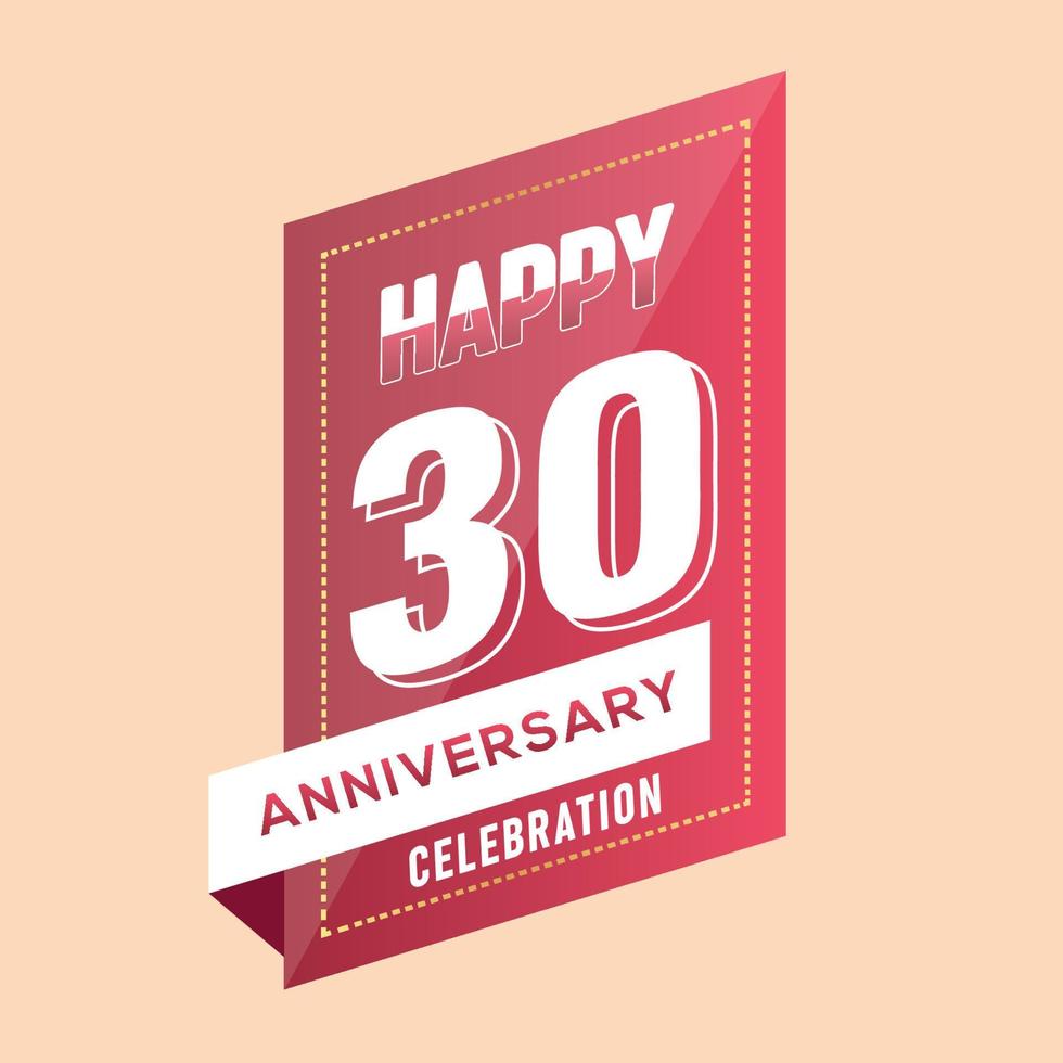 30th anniversary celebration vector pink 3d design on brown background abstract illustration