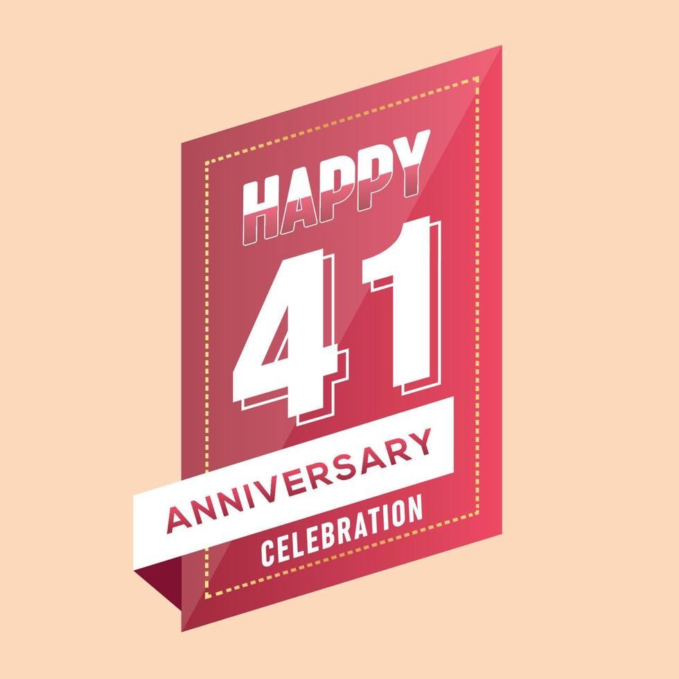 41st anniversary celebration vector pink 3d design on brown background abstract illustration