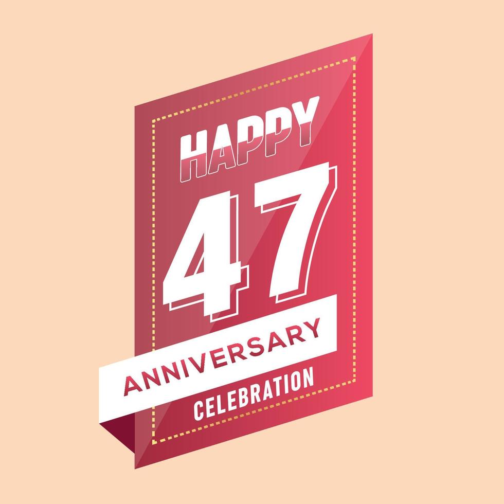 47th anniversary celebration vector pink 3d design on brown background abstract illustration