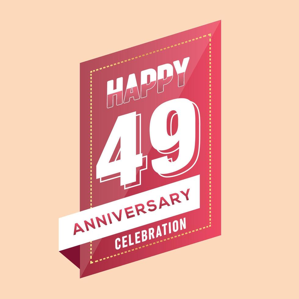 49th anniversary celebration vector pink 3d design on brown background abstract illustration
