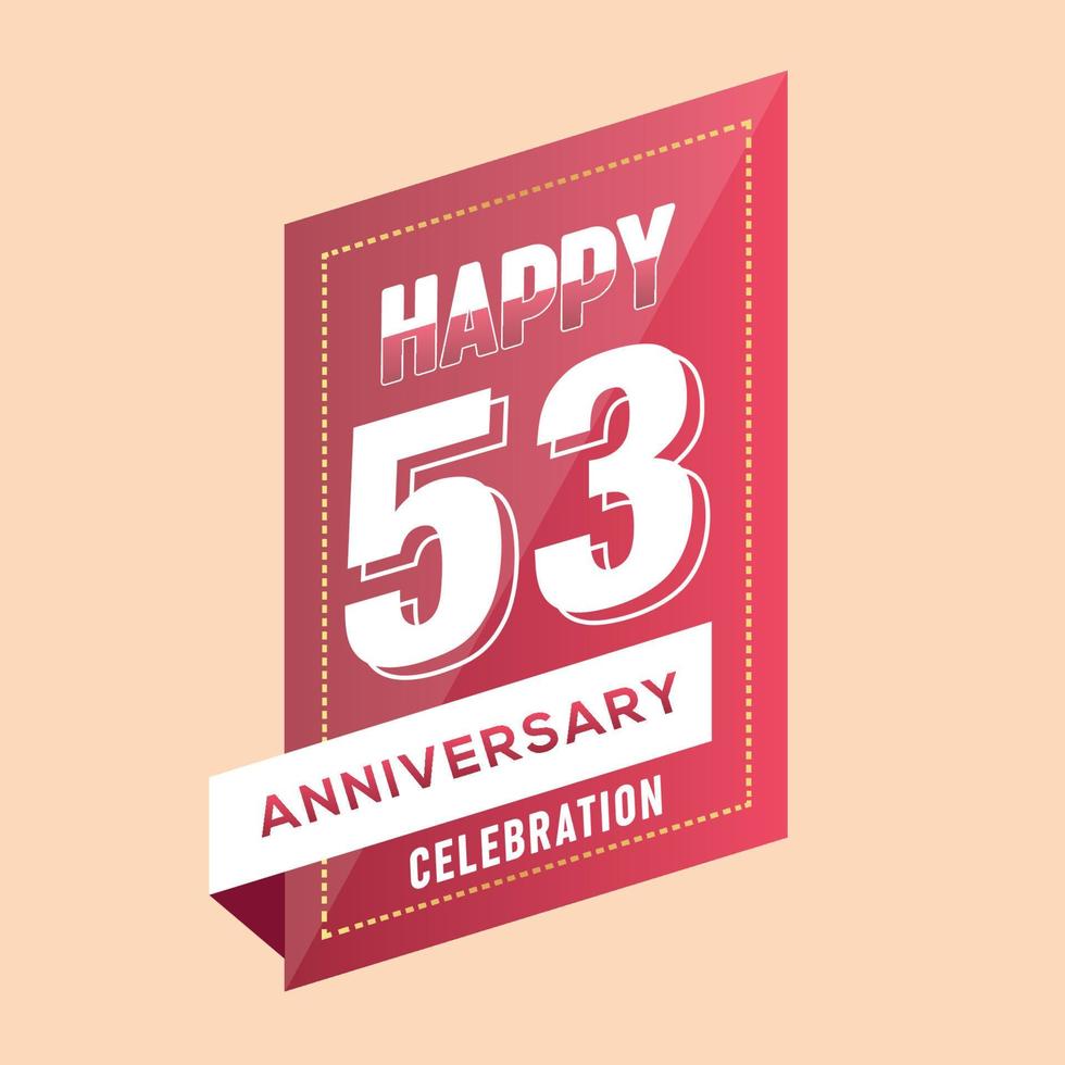 53rd anniversary celebration vector pink 3d design on brown background abstract illustration