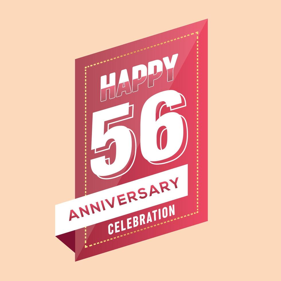 56th anniversary celebration vector pink 3d design on brown background abstract illustration