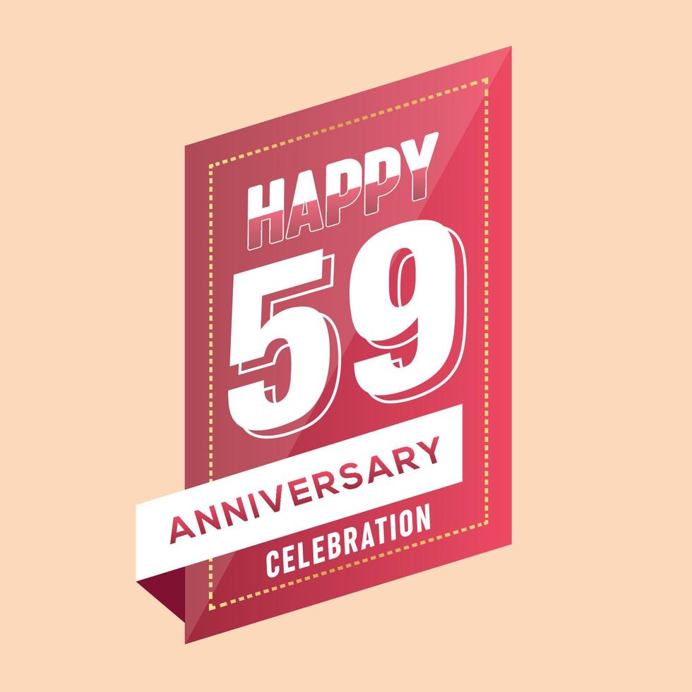 59th anniversary celebration vector pink 3d design on brown background abstract illustration