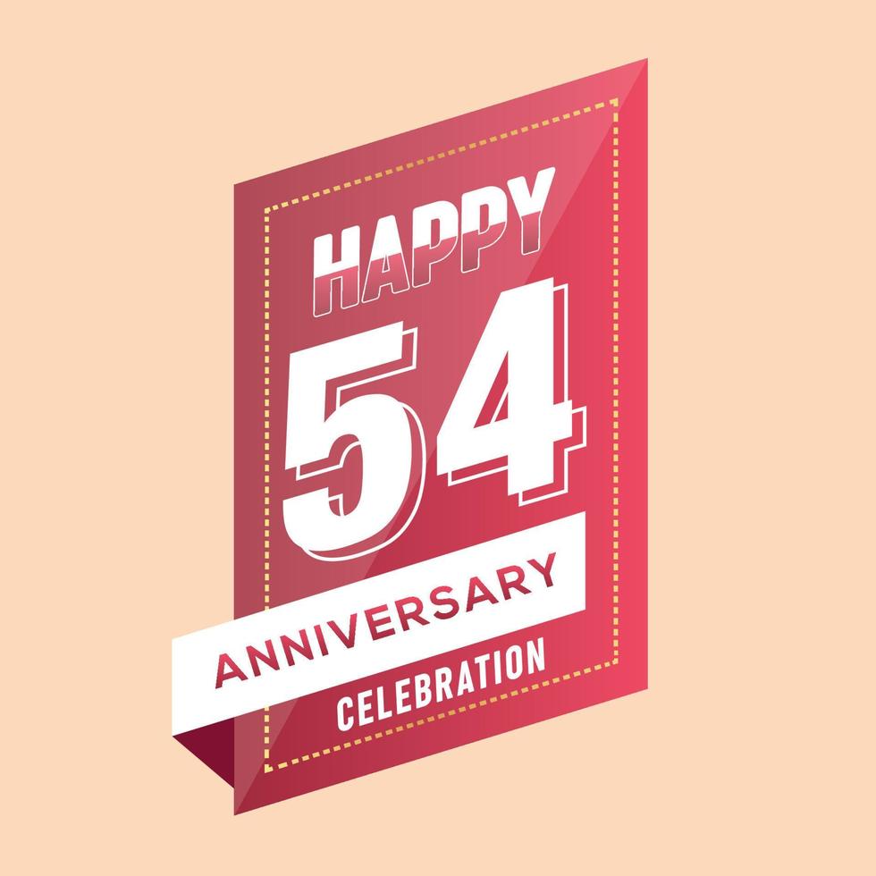54th anniversary celebration vector pink 3d design on brown background abstract illustration