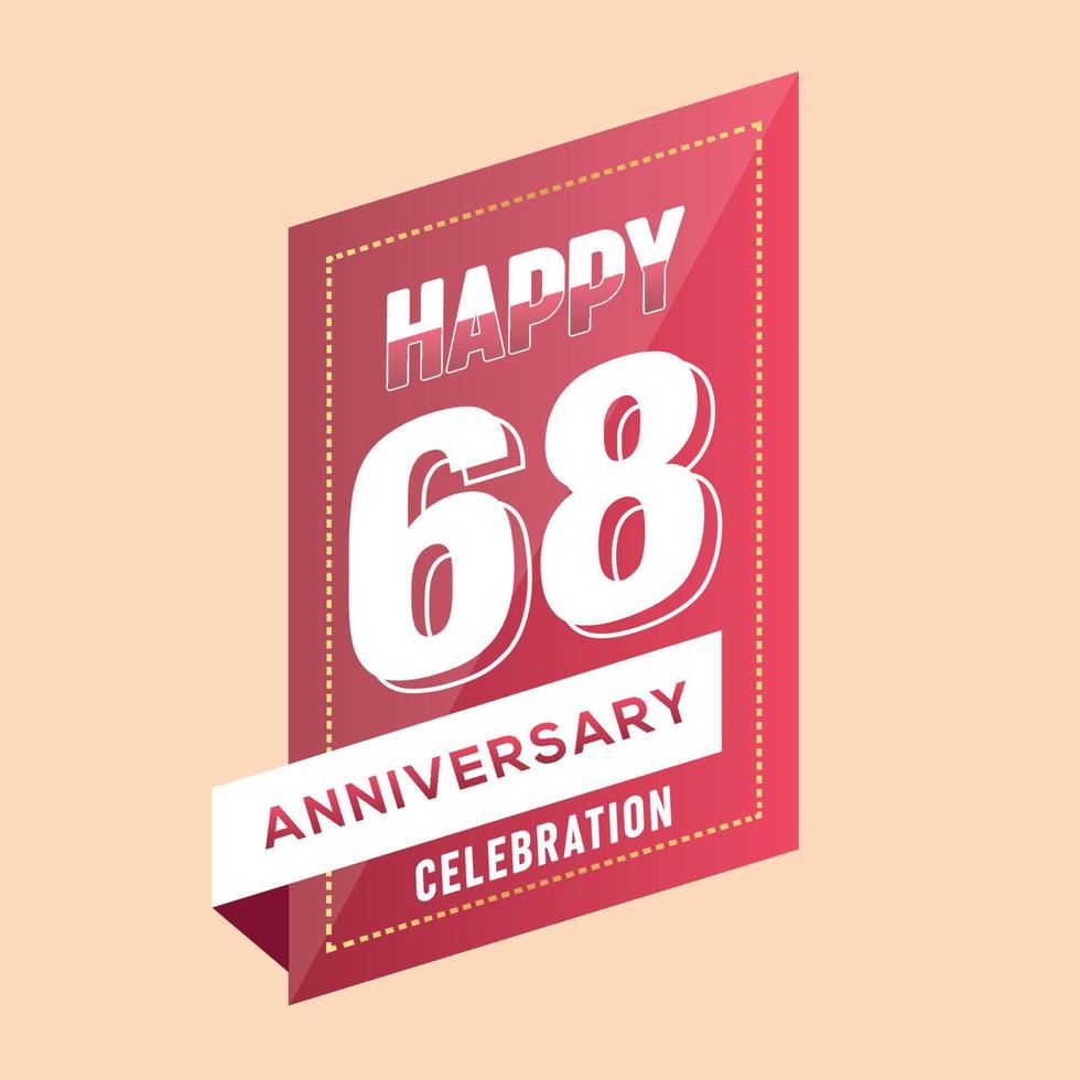 68th anniversary celebration vector pink 3d design on brown background abstract illustration