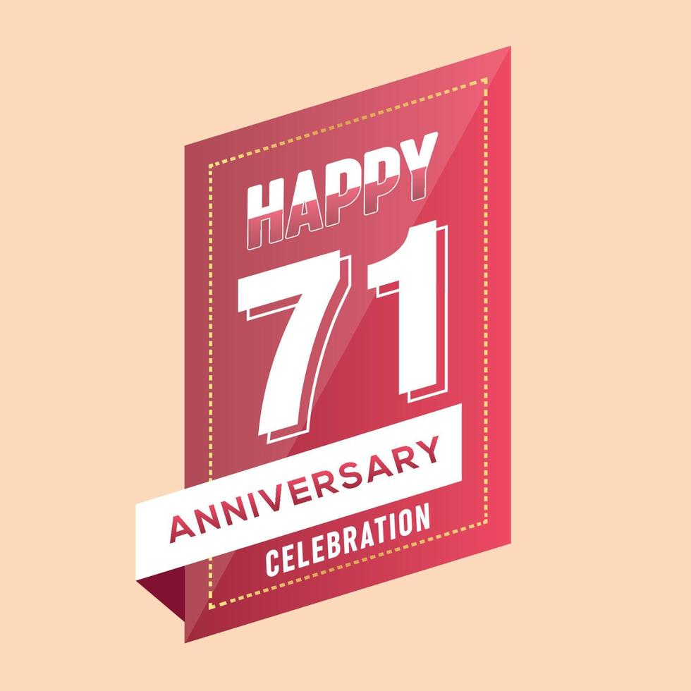 71st anniversary celebration vector pink 3d design on brown background abstract illustration