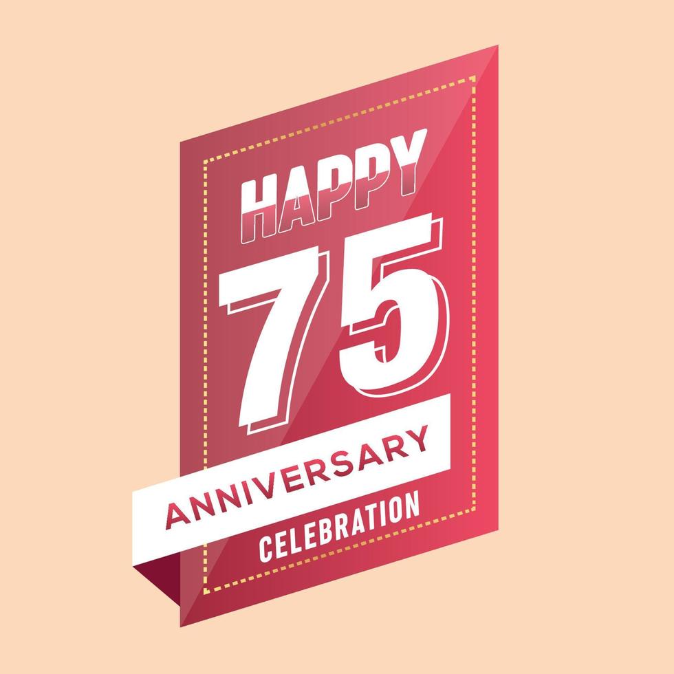 75th anniversary celebration vector pink 3d design on brown background abstract illustration