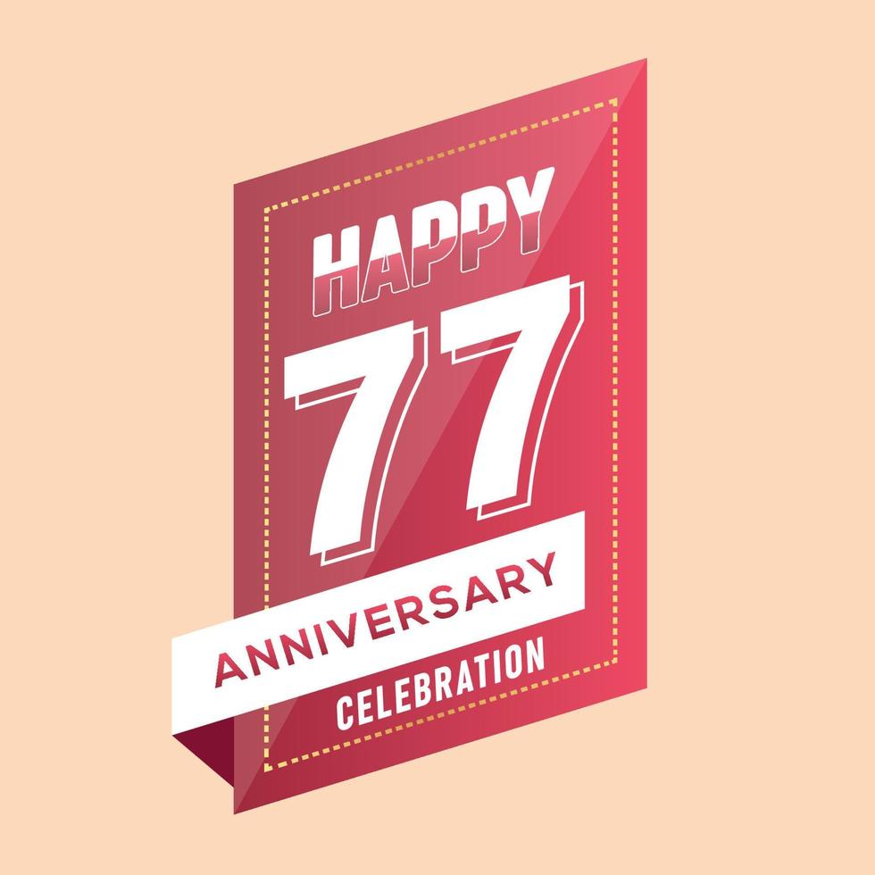 77th anniversary celebration vector pink 3d design on brown background abstract illustration
