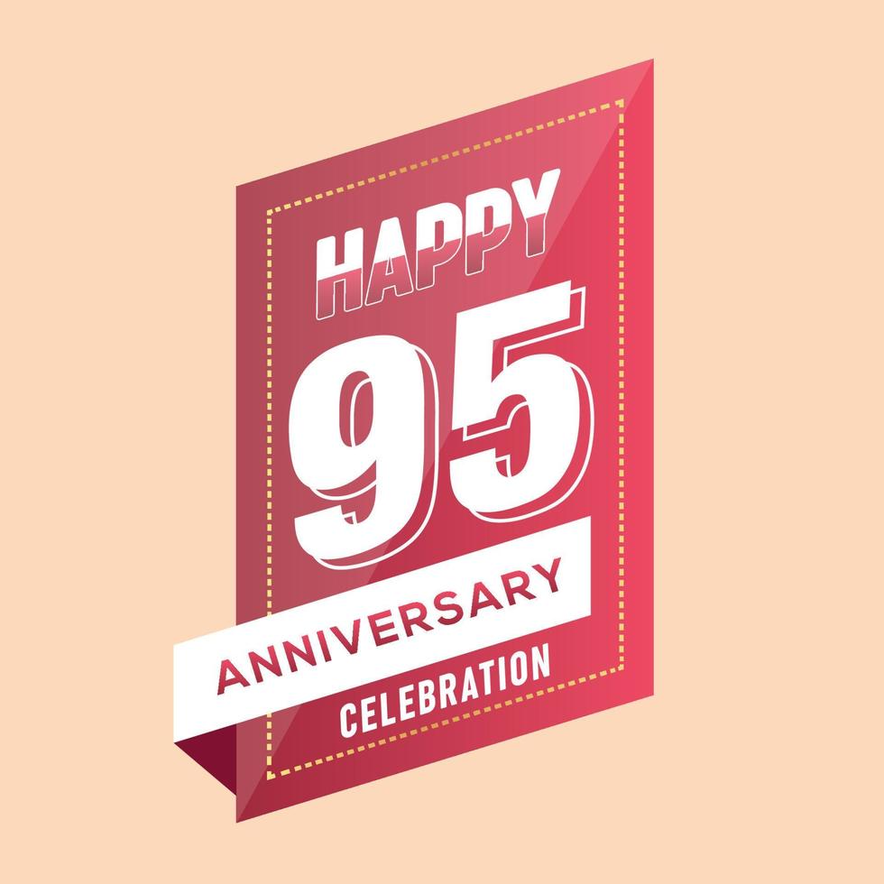 95th anniversary celebration vector pink 3d design on brown background abstract illustration