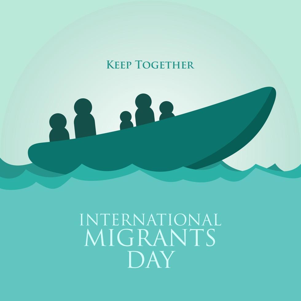 International Migrant Day. This illustration depicts migrants from different backgrounds who came to leave their homes because of problems. vector