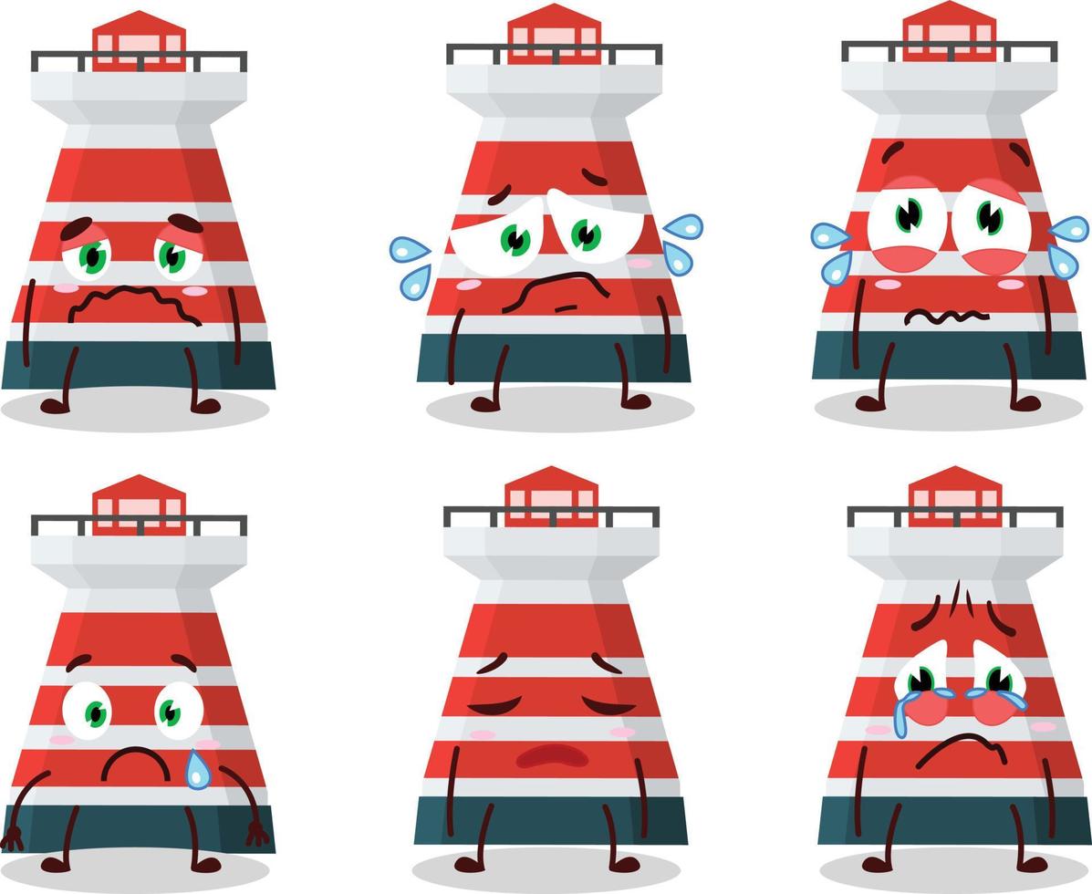 Mercusuar in cartoon character with sad expression vector