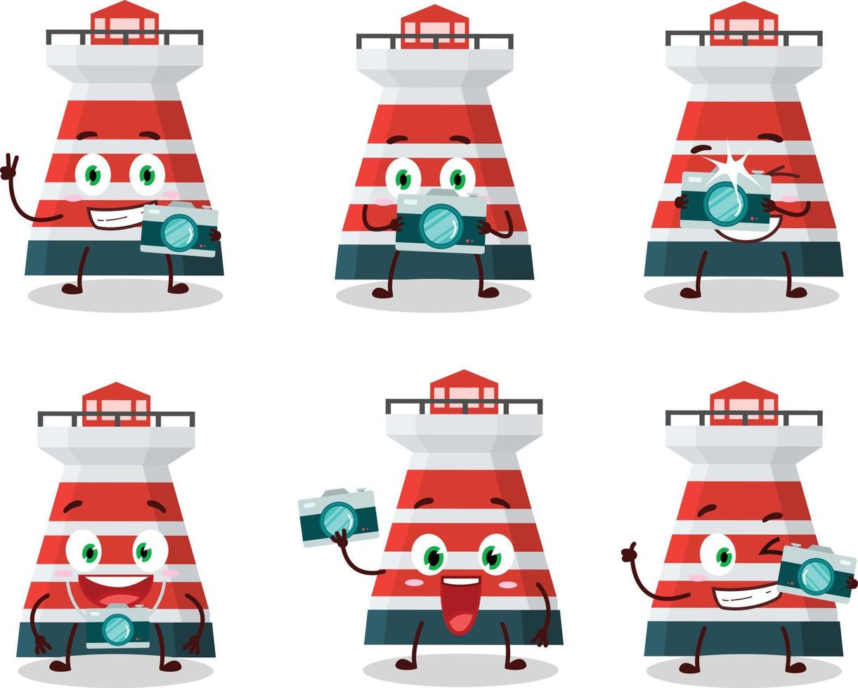 Photographer profession emoticon with mercusuar cartoon character vector
