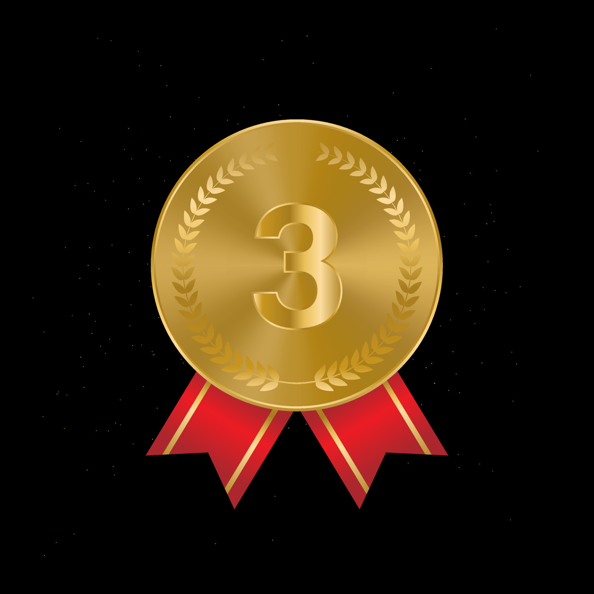 Gold award sport 3st place medal red ribbon 3d realistic 22090575