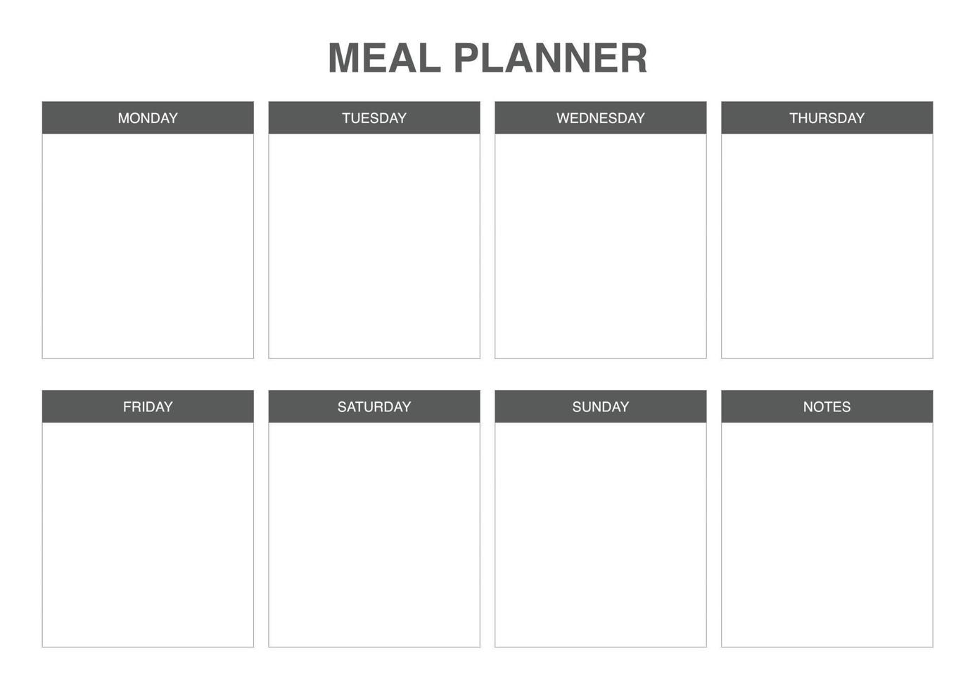 Simple weekly Meal planner template vector