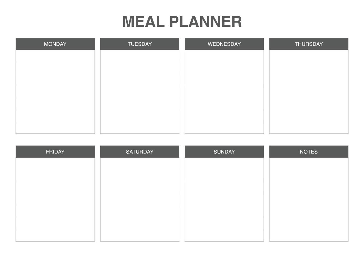 Simple weekly Meal planner template vector