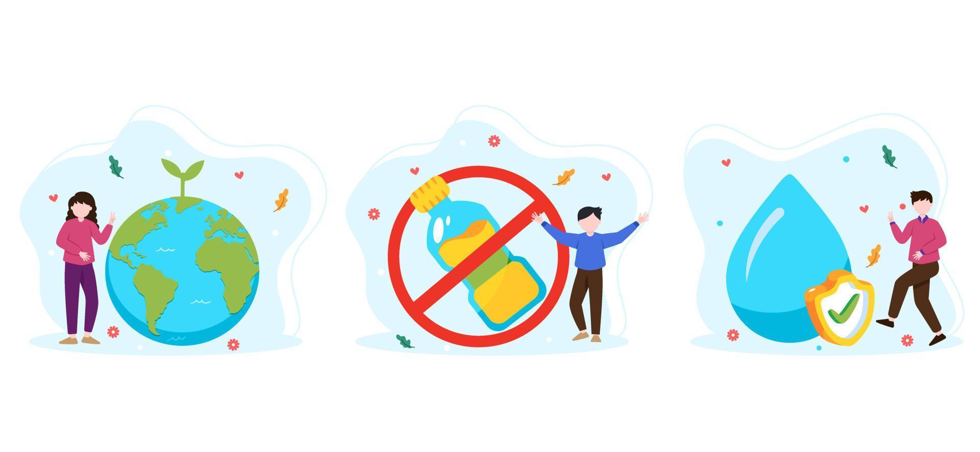 Flat Bundle Earth Day Design Illustration vector