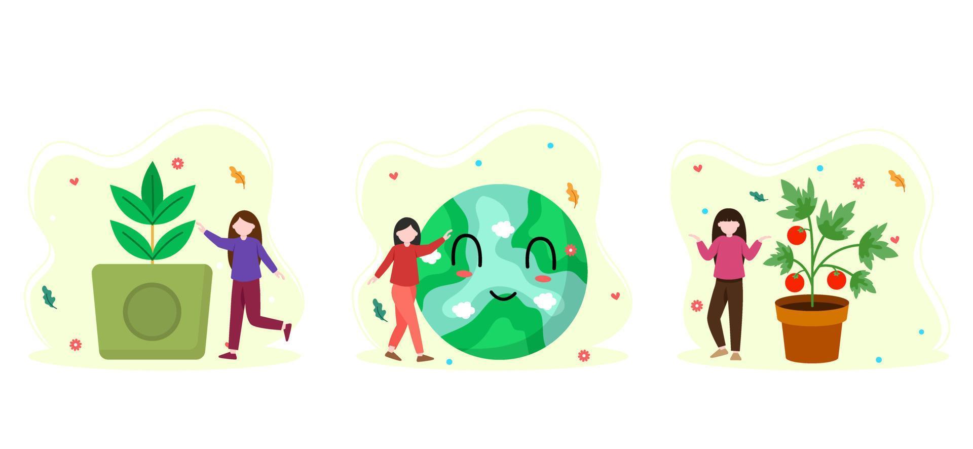 Flat Bundle Earth Day Design Illustration vector