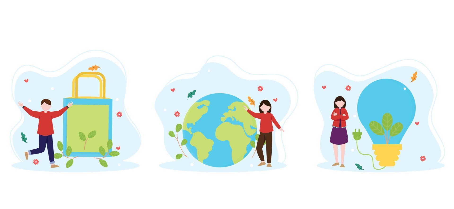 Flat Bundle Earth Day Design Illustration vector