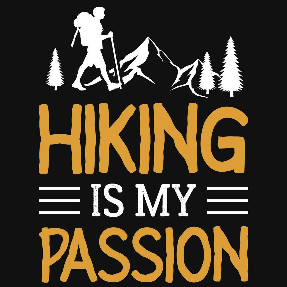 Mountain hiking typographic graphics tshirt design vector