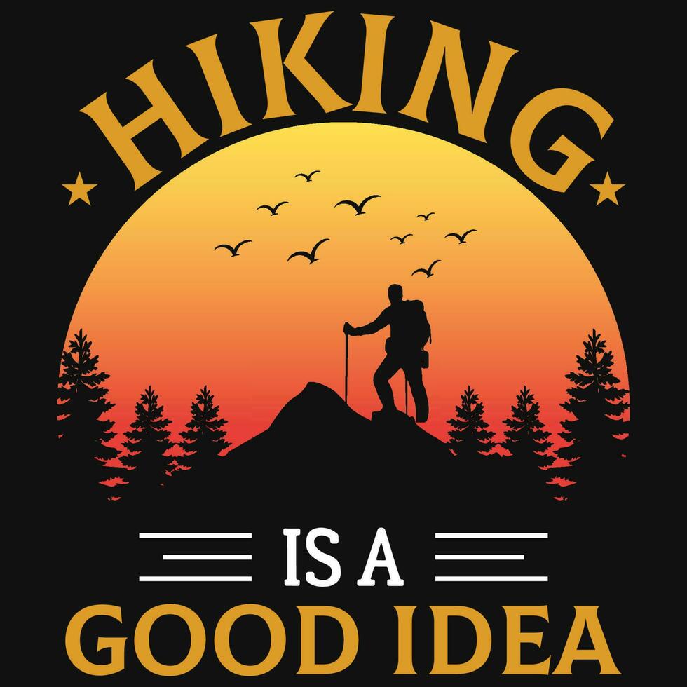 Mountain hiking typographic graphics tshirt design vector