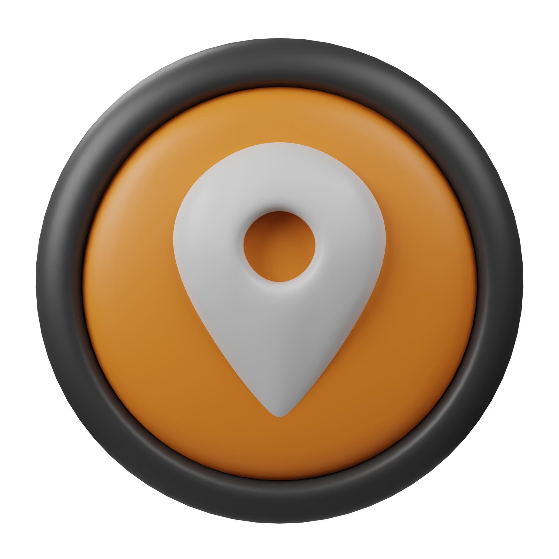 3d Rendered Location Button Icon With Orange Color And Black Border For 3d-rendered-location-button-icon-with-orange-color-and-black-border-for