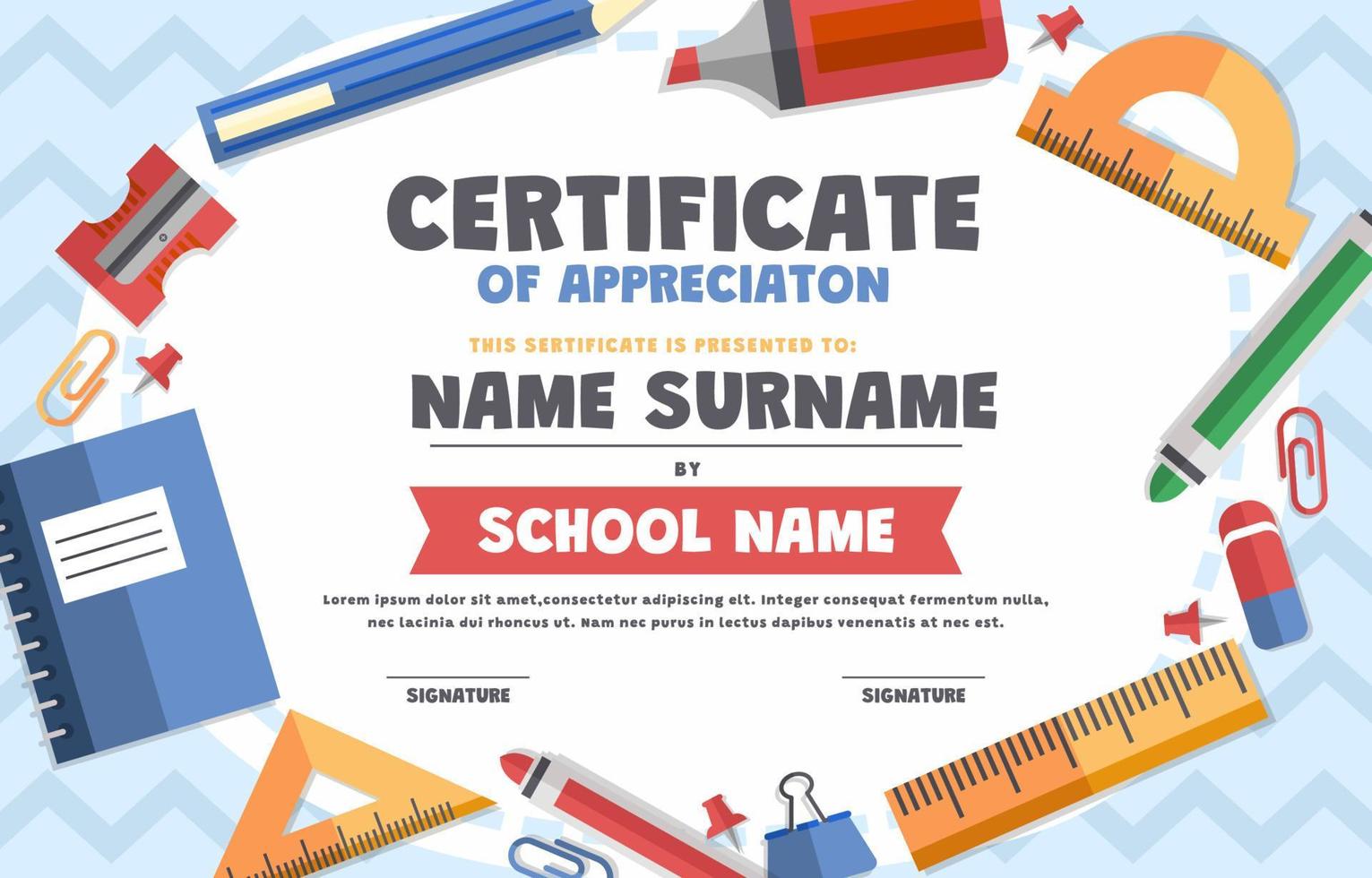 Kindergarten Graduation Certificate With Doodle Element vector