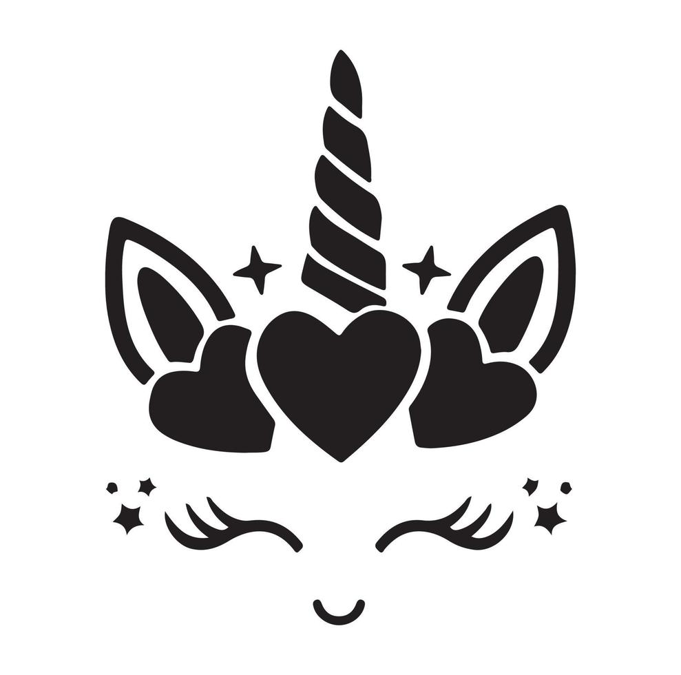 Happy unicorn vector, Head portrait horse sticker, Hand drawn style, cartoon vector