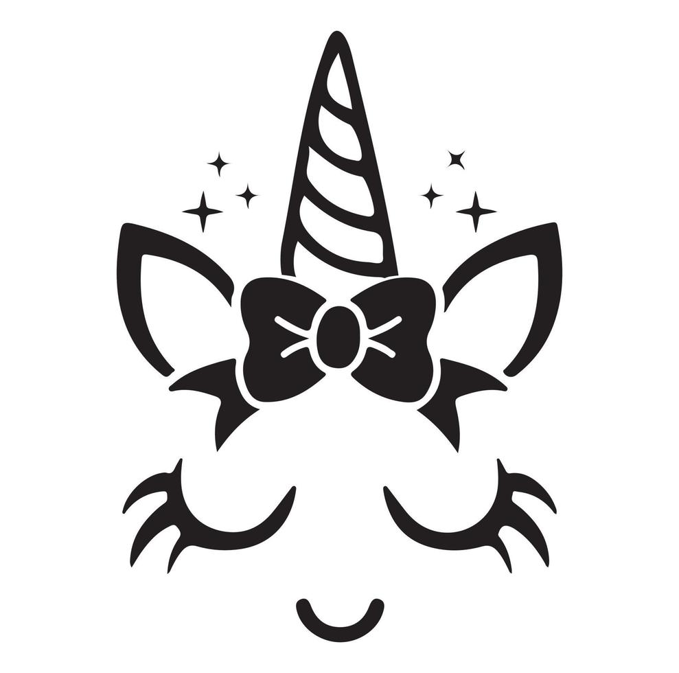 Happy unicorn vector, Head portrait horse sticker, Hand drawn style, cartoon vector
